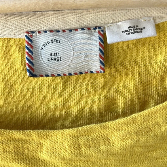 Anthropologie Postmark Sz L Mustard Yellow Christel Ruffled-Sleeve Top Cotton - Picture 4 of 8